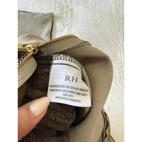 Restoration Hardware | 2 Shams | Washed Black Tan Linen African Mud Cloth 21x21” - Picture 5 of 10